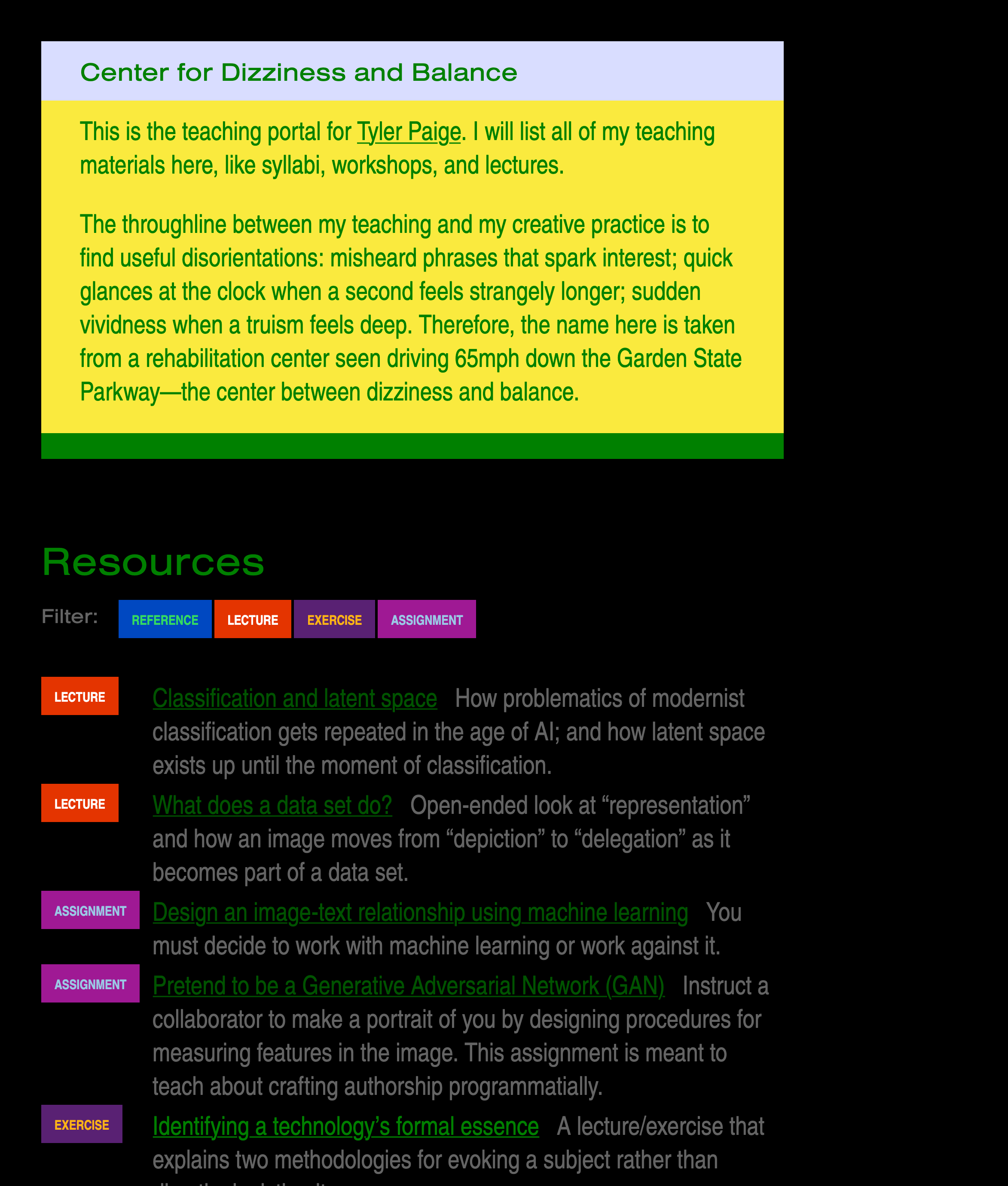 Screenshot of the website